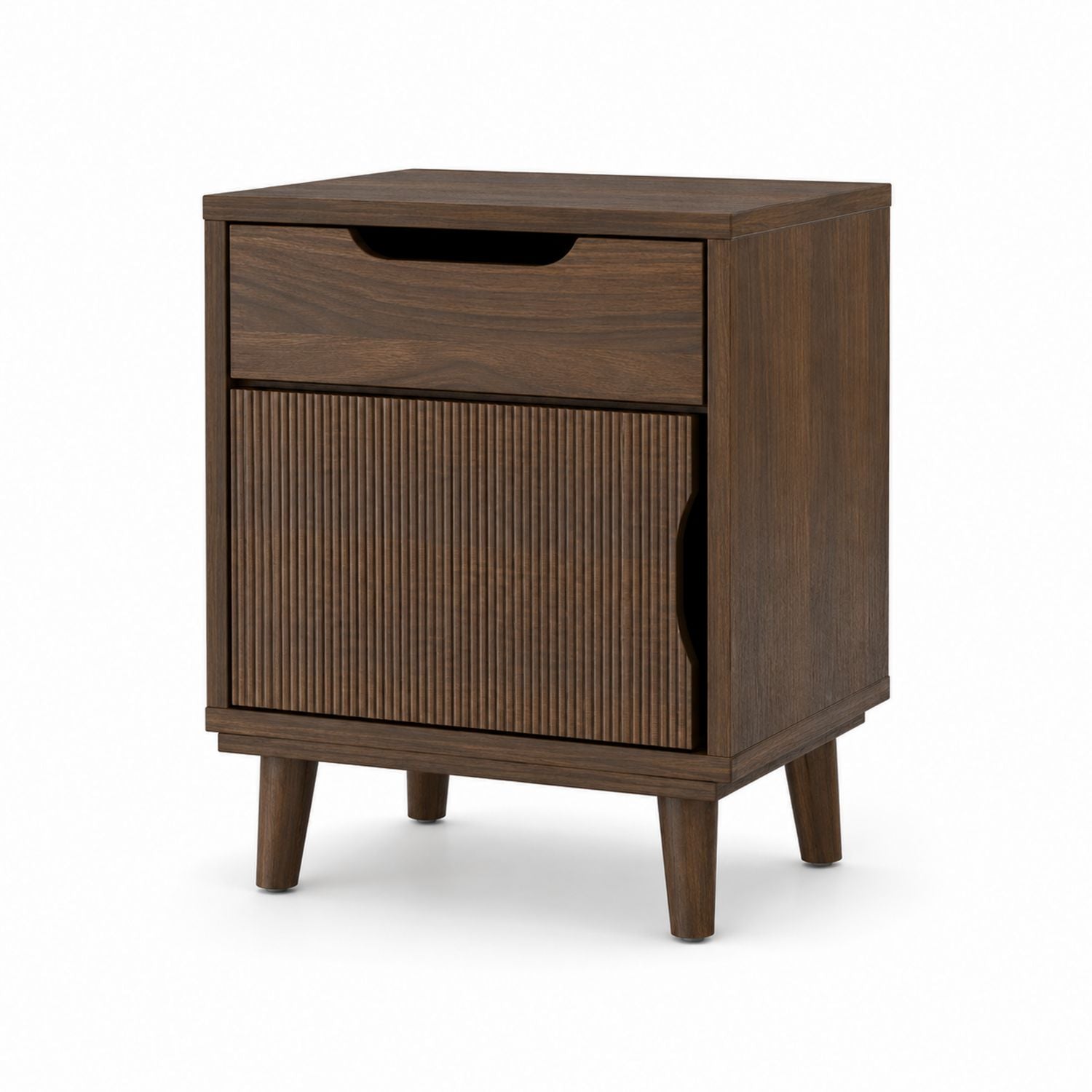 Nachttisch aus Holz mit Schublade und Schrank Massives Nussbaumholz 60x40x35 cm