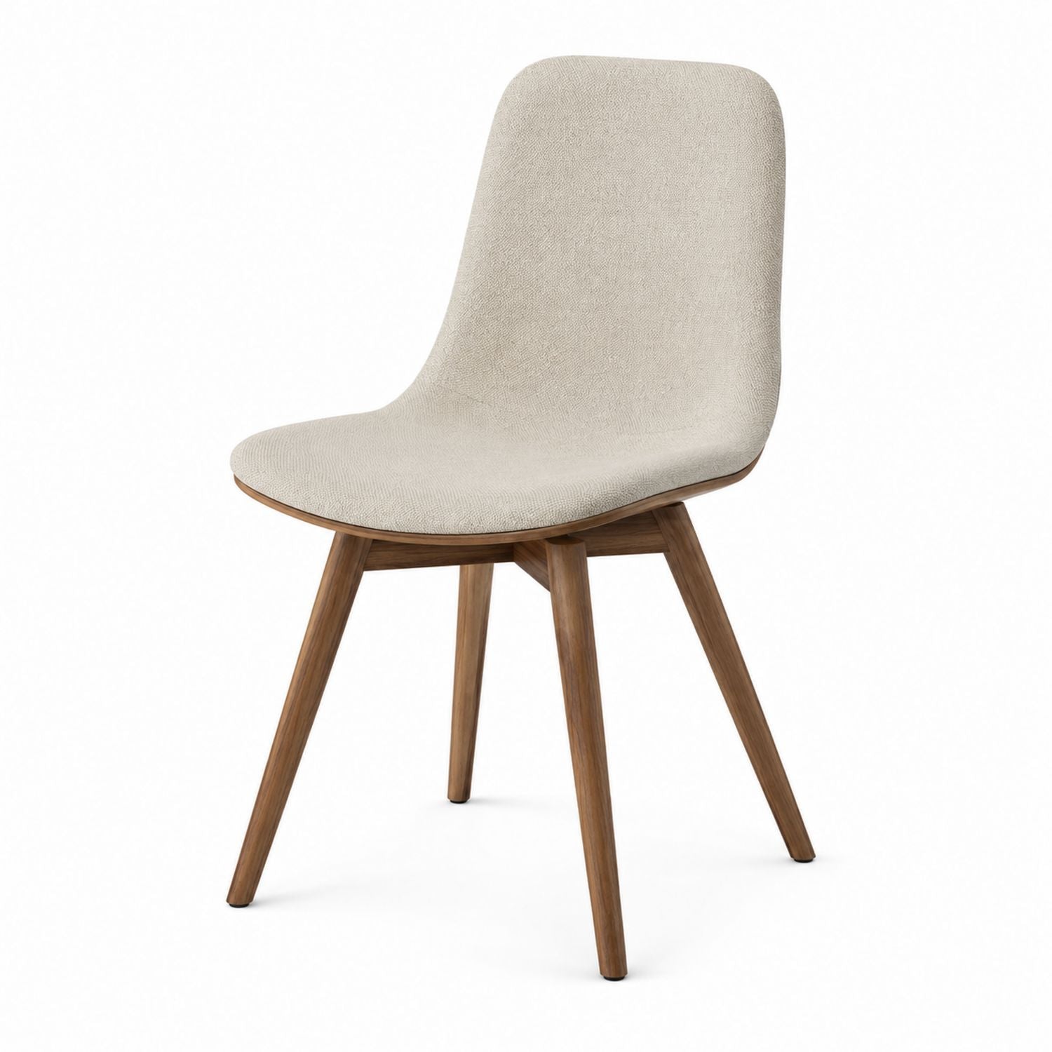 Dining Chair with Polyester Fabric and Wooden Legs Beige 45cm Seat Height