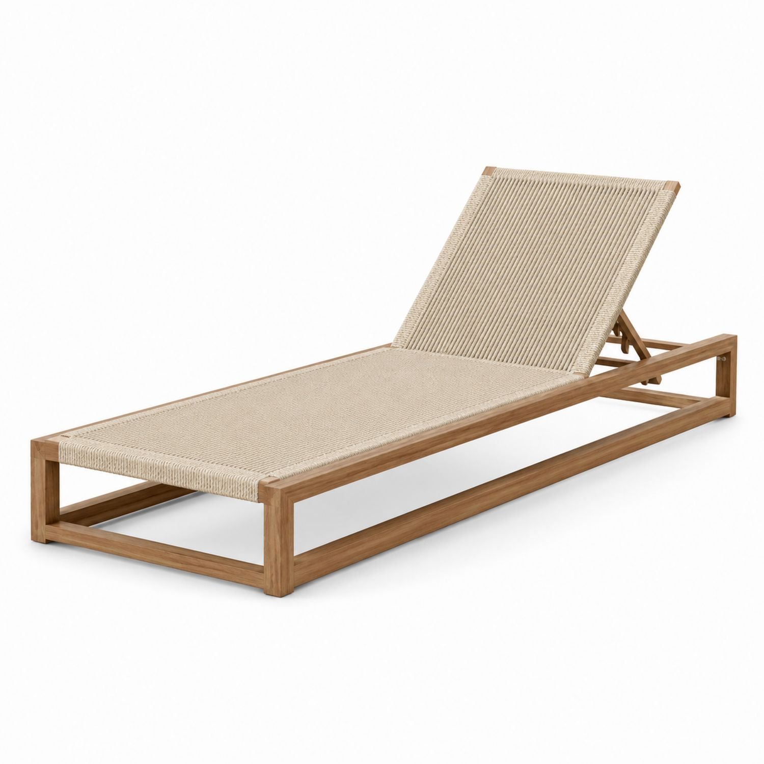 Teak Chaise Lounge with Polyester Rope Recliner