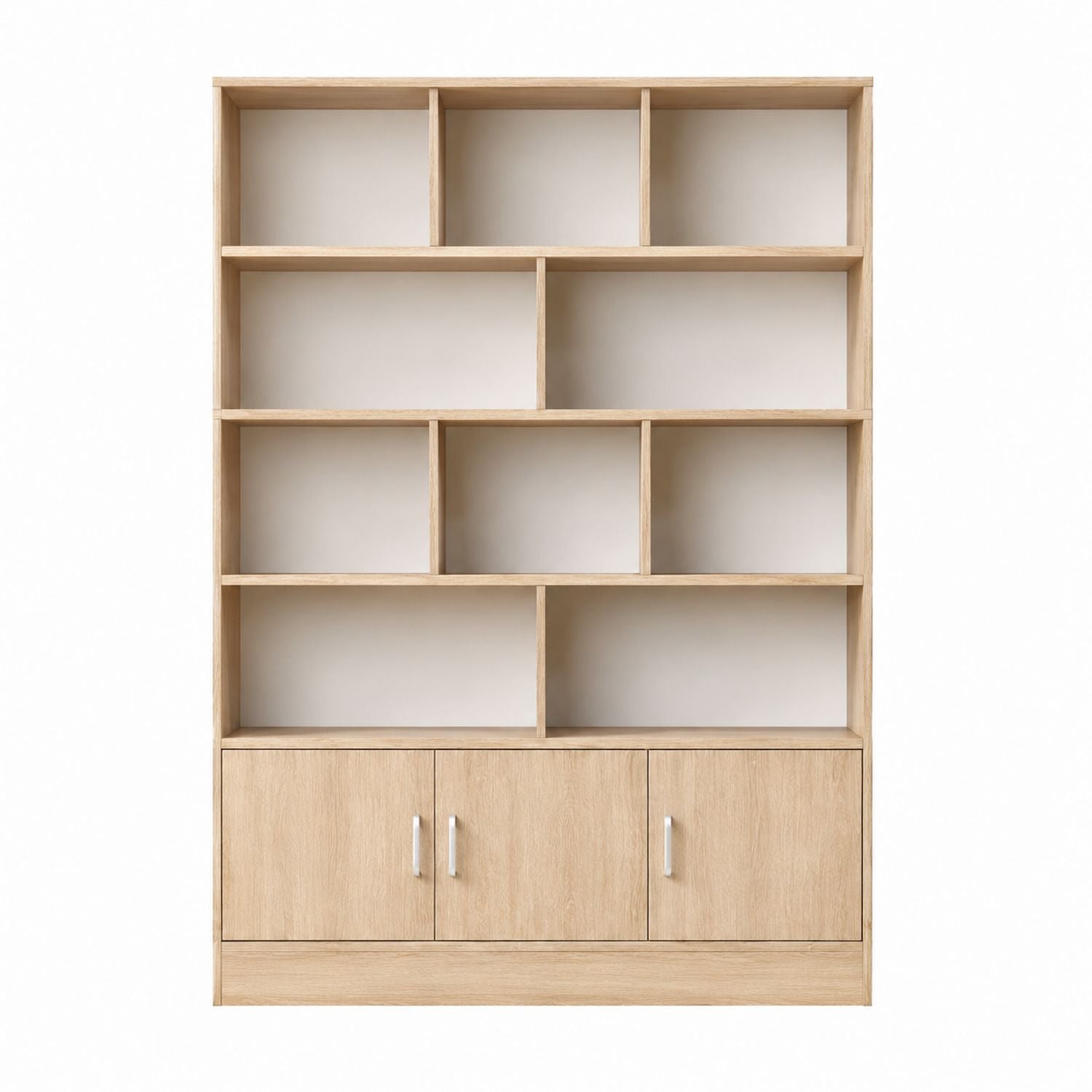 Oak Veneer Bookcase with Doors 180cm x 120cm x 30cm