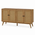 Mid-Century Modern Oak Sideboard with Rattan Doors