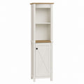 Weißer und Eichenholz Hochschrank mit Einlegeböden 180cm