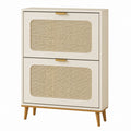 Holzschrank mit Rattantüren Beige 90x35x120cm