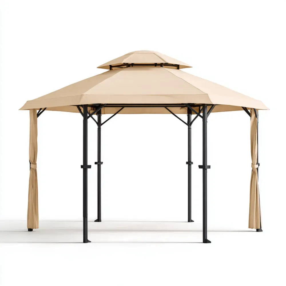 Gazebo Steel Frame 3x3x2.7 m – Beige – Double Roof Design