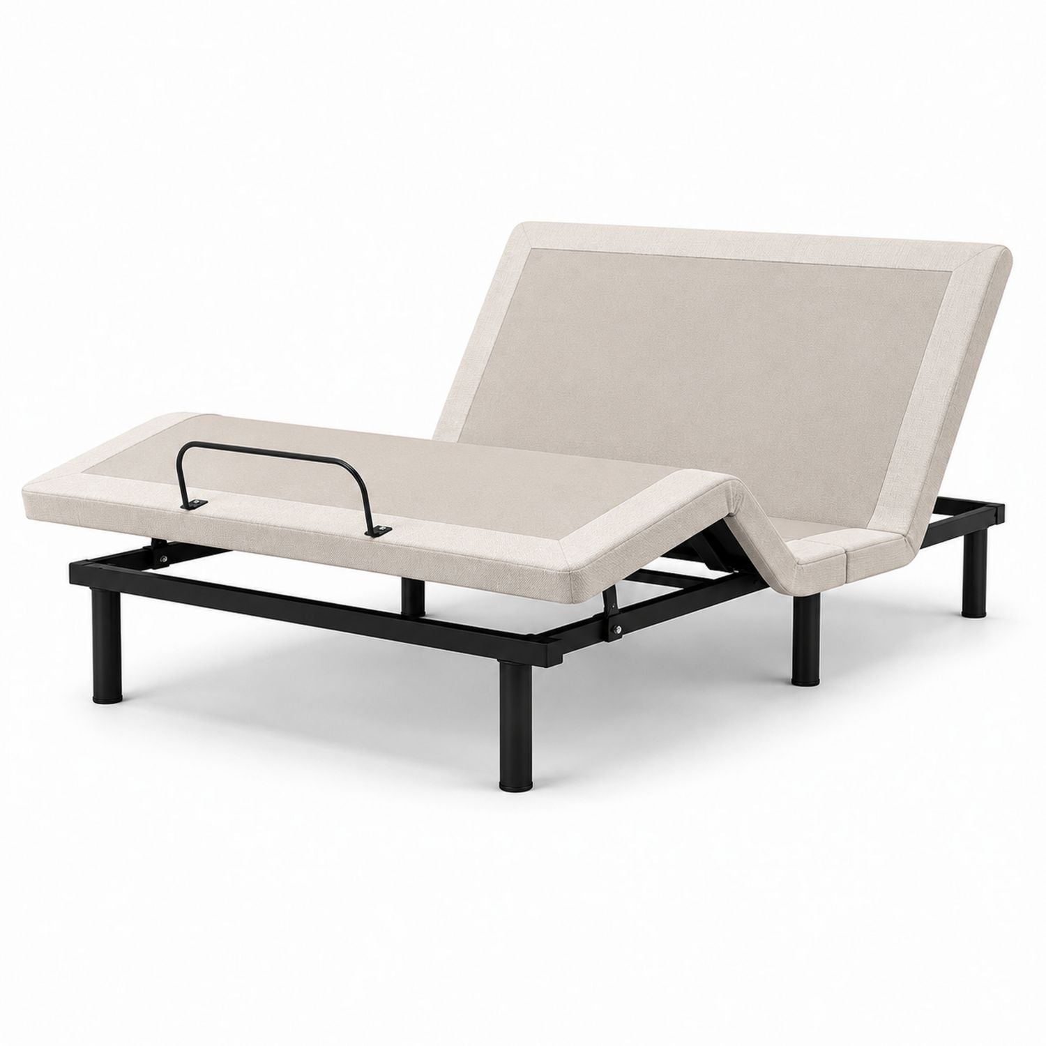 Verstellbares Bettgestell, Stahl, Leinen, Beige, 200 x 94 x 38 cm