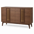Engineered Wood Sideboard with Brass Handles, Brown, 150cm x 40cm x 80cm