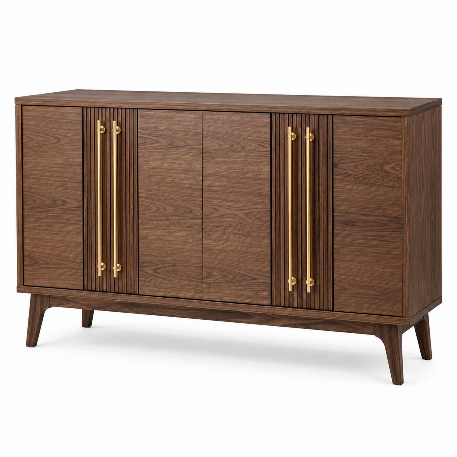 Engineered Wood Sideboard with Brass Handles, Brown, 150cm x 40cm x 80cm