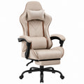 Ergonomischer Bürostuhl mit Liegefunktion aus PU-Leder, Beige und Braun