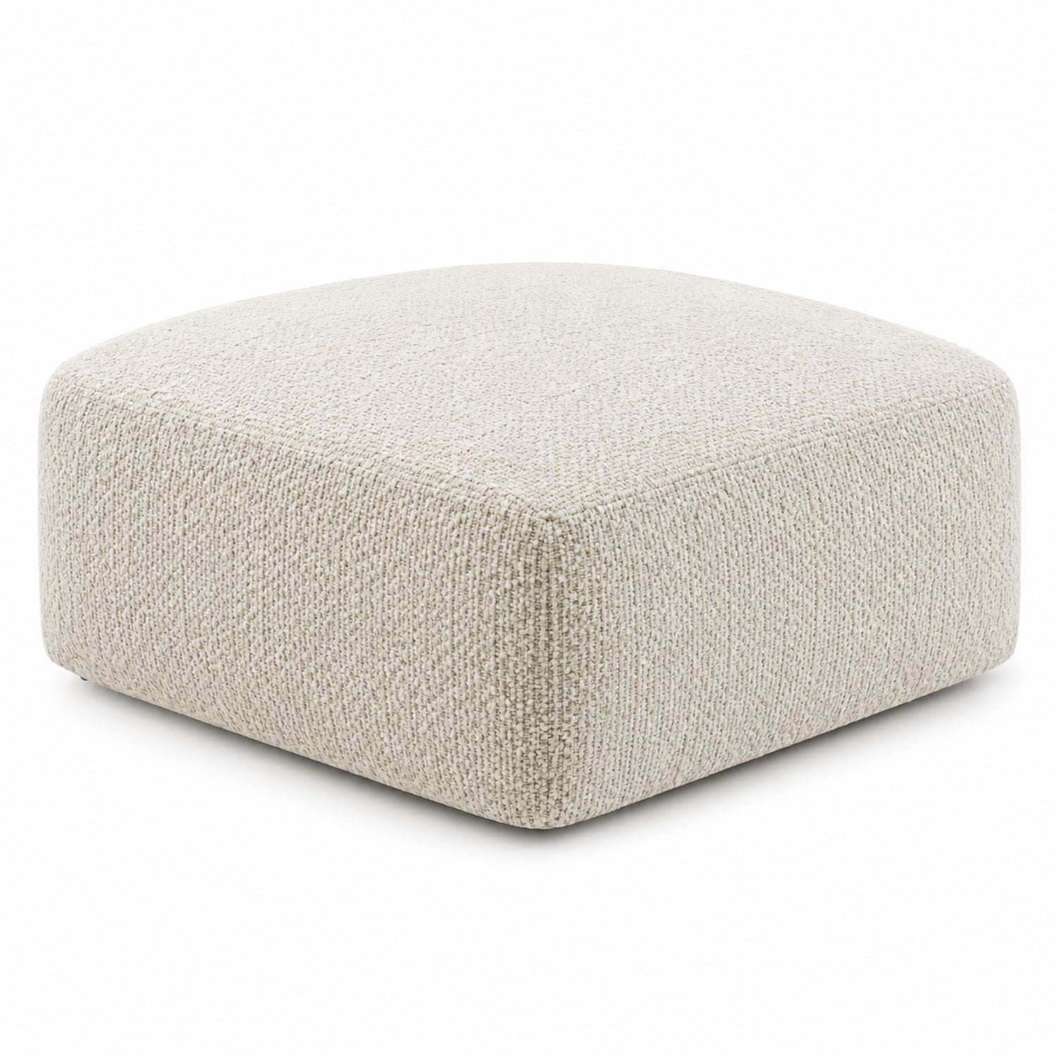 Beiger quadratischer Bouclé-Stoff-Ottomane 60 cm x 60 cm x 35 cm