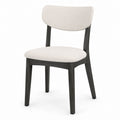 Upholstered Dining Chair Linen Seat Solid Wood Frame Beige/Grey