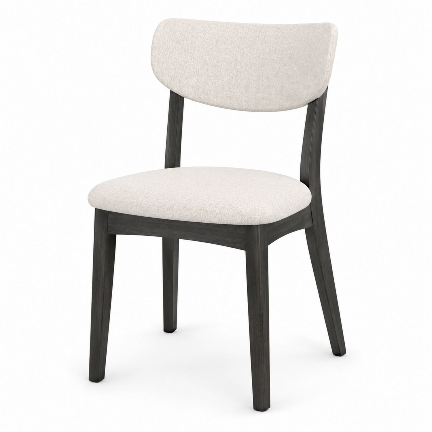 Upholstered Dining Chair Linen Seat Solid Wood Frame Beige/Grey