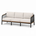 Outdoor Three-Seater Sofa with Aluminum Frame and Polyester Cushions Beige 200cm
