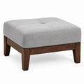 Square Fabric Ottoman with Hardwood Base Grey 70cm
