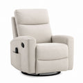 Beige Fabric Recliner with Swivel Metal Base