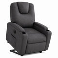 Reclining Chair with Cup Holder Polyester Upholstery Gray 90cm x 80cm x 100cm