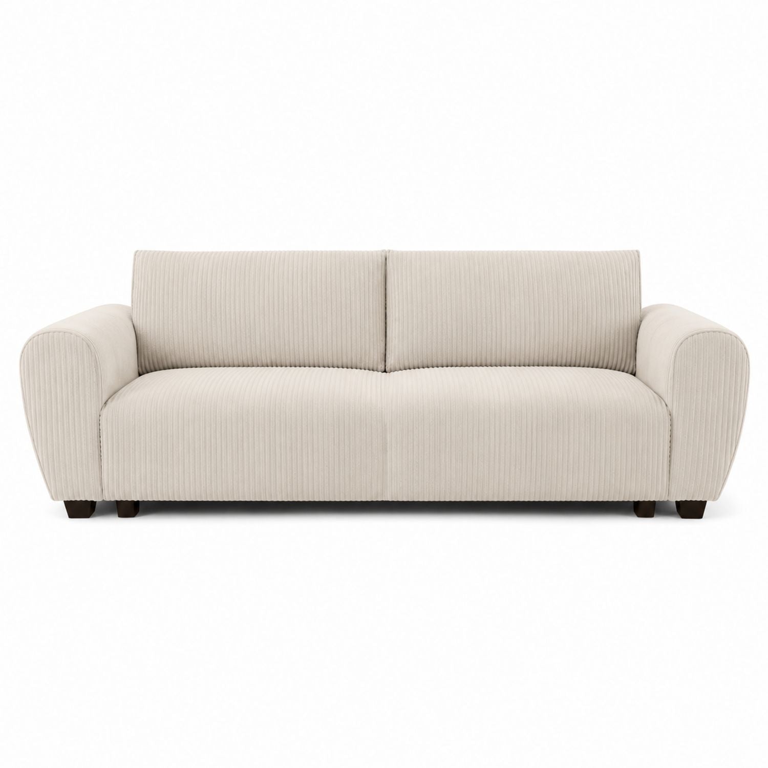 Beige Corduroy Sofa with Padded Armrests 200cm Wide