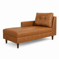 Braune Chaiselongue aus Kunstleder mit Kissen