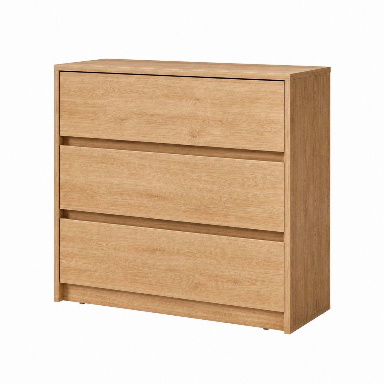 Oak Veneer Three-Drawer Dresser 90x40x85 cm