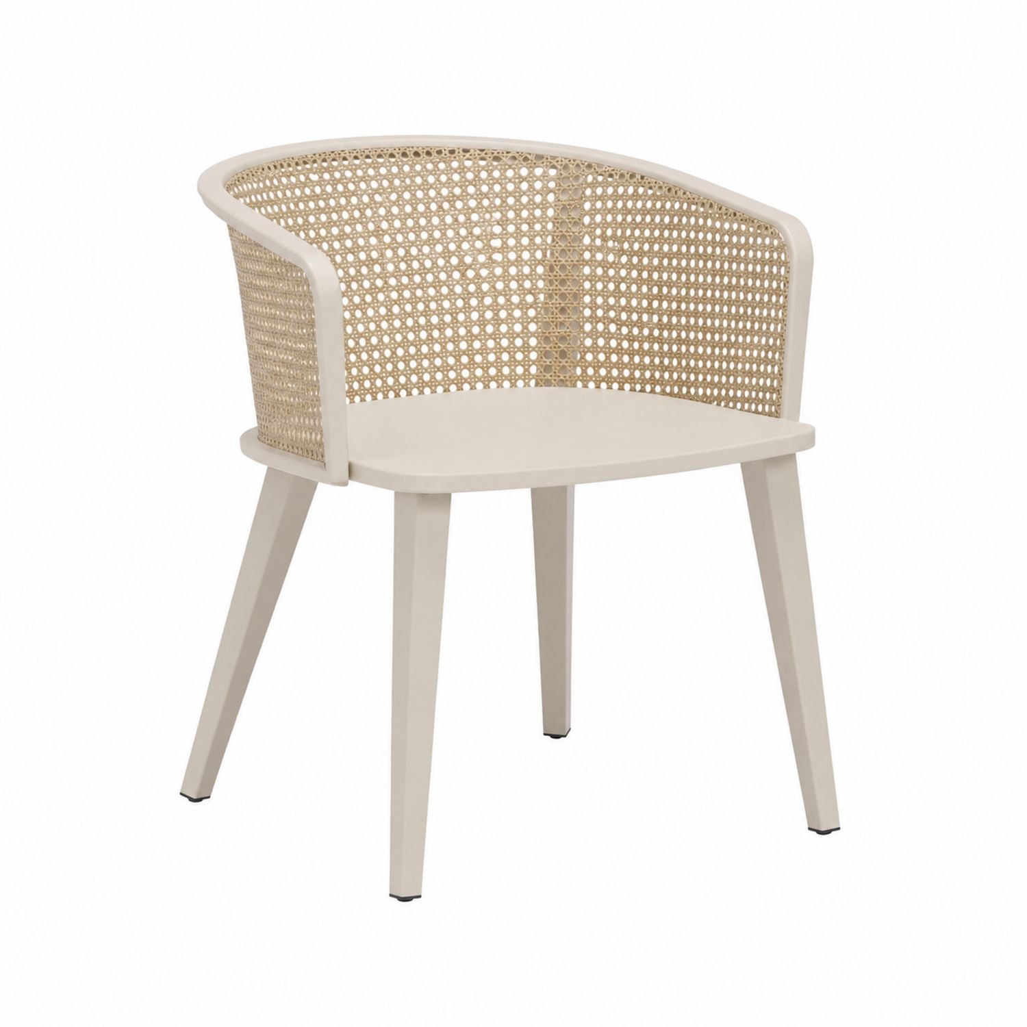 Outdoorstuhl mit Gestell aus Polywood und Rückenlehne aus Korbgeflecht, Beige