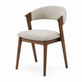 Wood Dining Chair with Fabric Upholstered Seat in Beige