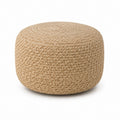Runder Jute-Ottomane Beige 50 cm Durchmesser