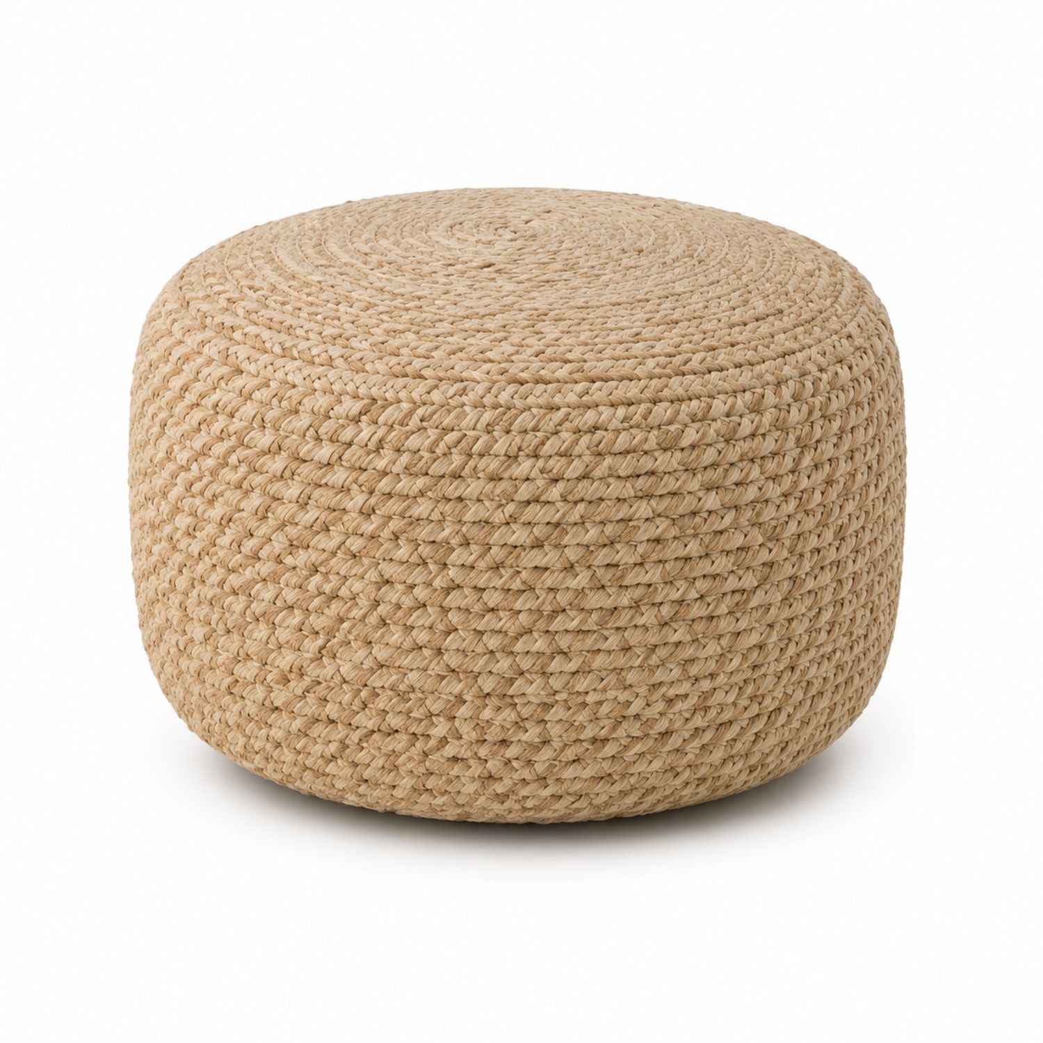 Runder Jute-Ottomane Beige 50 cm Durchmesser