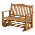 Teakholz-Gleitsitzbank für den Außenbereich, Naturfinish, 122 cm x 89 cm x 75 cm