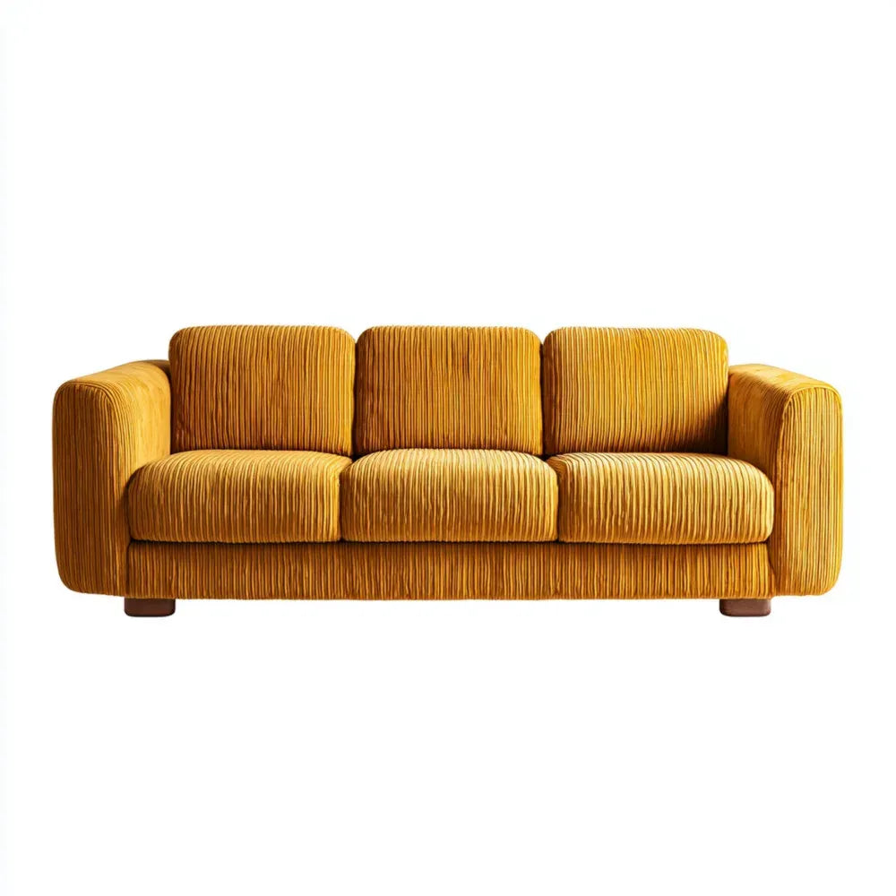 3-Seater Sofa Velvet Upholstery 210x95x85 cm - Golden Yellow - Modern Design