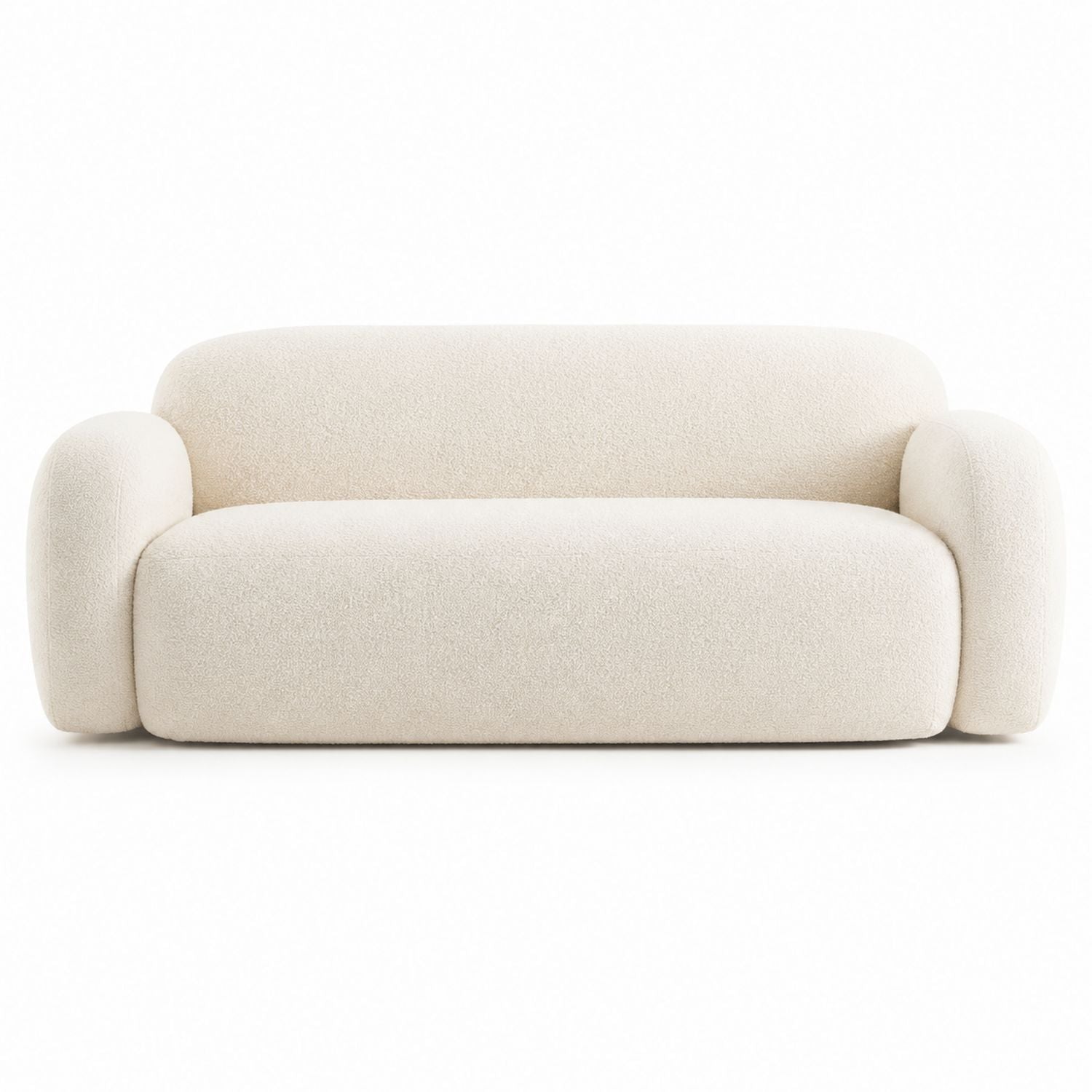 Weißes Bouclé-Stoffsofa 200x90x80 cm