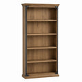 Oak Veneer Bookcase with Metal Accents and 5 Shelves 180cm x 90cm x 30cm