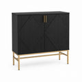 Sideboard aus schwarzem MDF mit Metallrahmen 90x40x85 cm