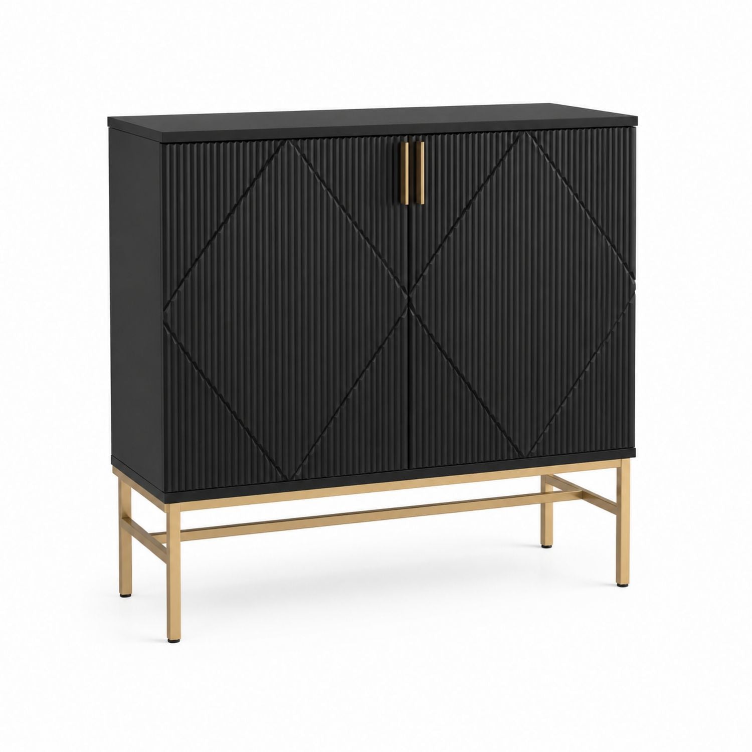 Black MDF Sideboard with Metal Frame 90x40x85 cm