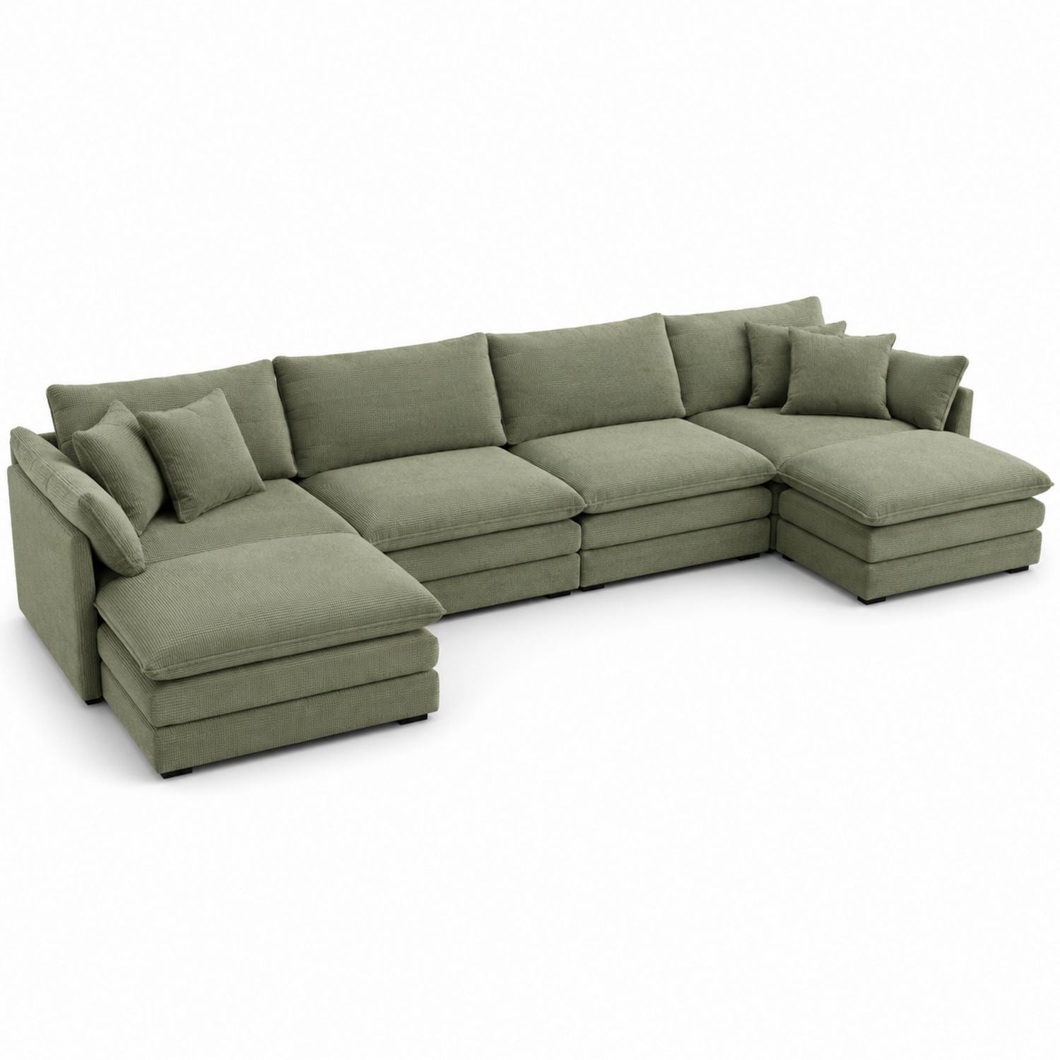 L-förmiges Sektionssofa Polyester Grün 340cm x 260cm
