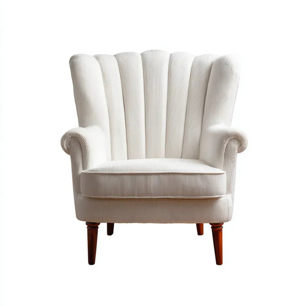 Armchair Upholstered Fabric 85x90x90 cm - Cream - Classic Style