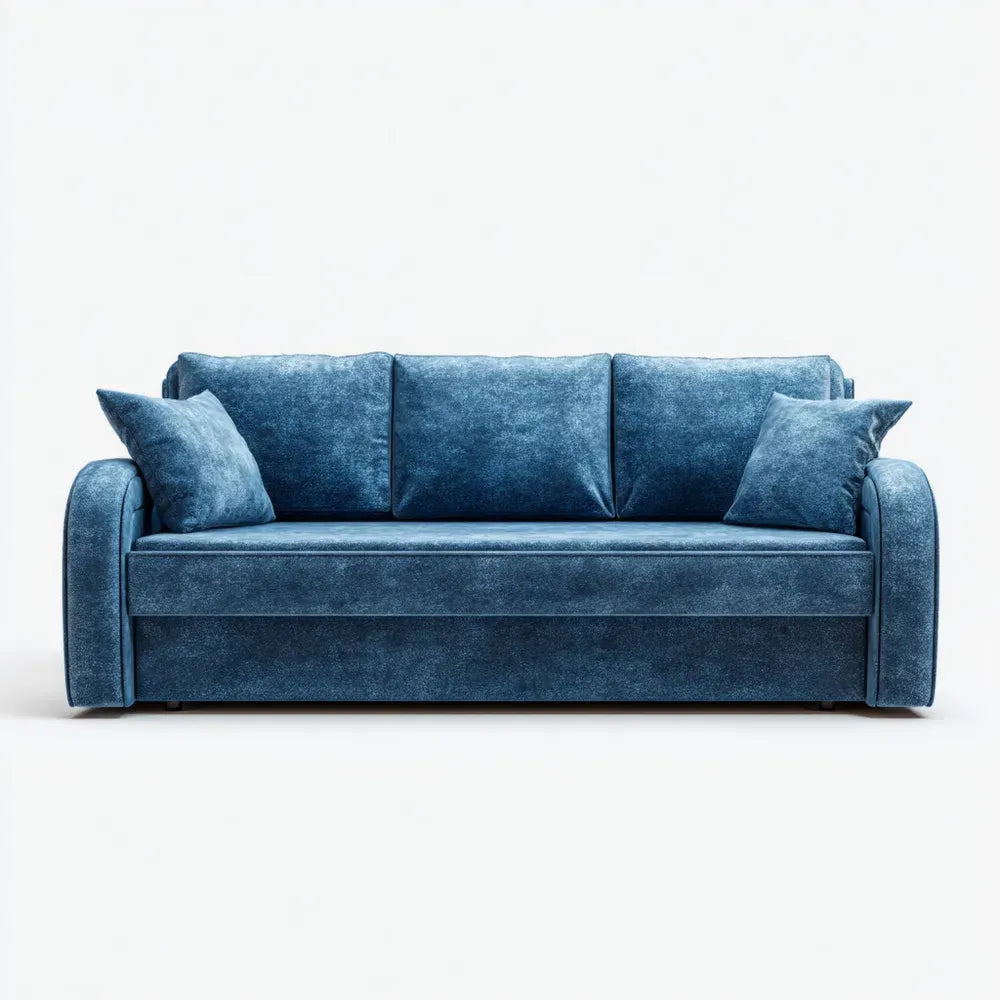 Modern Design Sofa Set Fabric Upholstery 200x90x95 cm - Blue