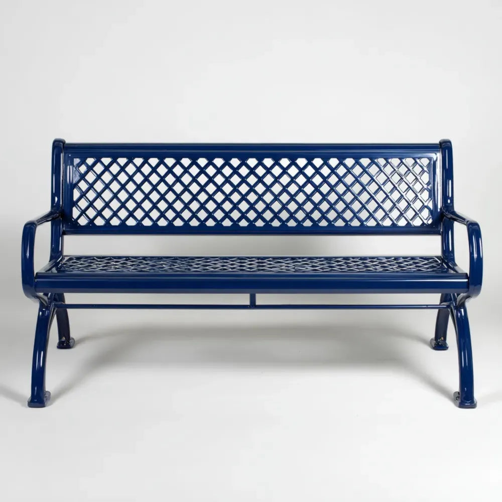 Metal Patio Bench 127x58x78 cm - Blue - Classic Design